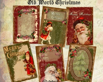 Old World Christmas - ACEO - Digital Download - Printable  Digital Collage Sheet