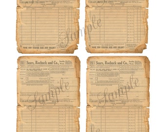 Vintage Sears Roebuck and Company Order Form - Printable  Digital Collage Sheet - Note Pads - Downloads