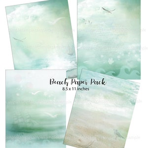 BEACH Paper Pack - 4 Sheets - Digital Download - Crafts Scrapbook Supplies INSTANT DOWNLOAD Digital Paper - Scrapbook paper