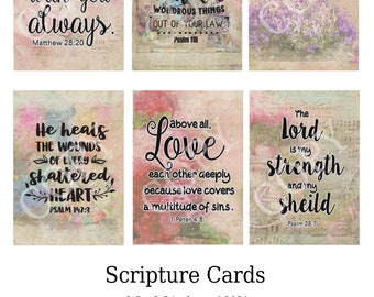 Scripture Cards  -  Printable Digital Collage Sheet - Digital Download - Wedding Printable - Journal - Scrapbook - Craft Supply