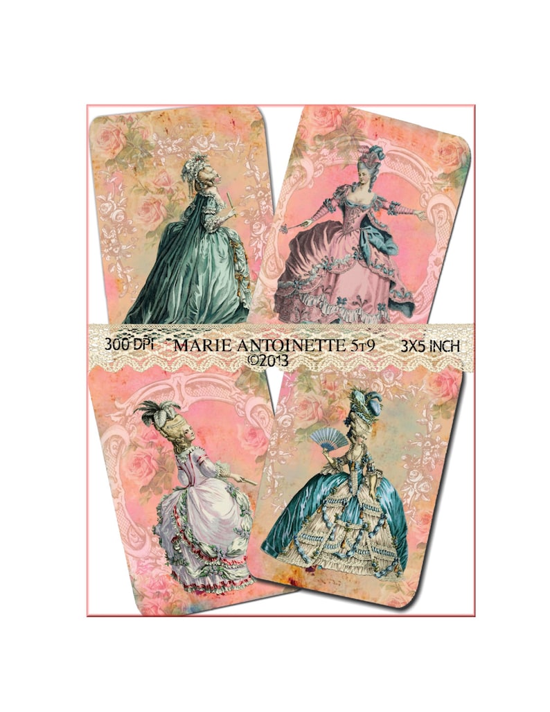 Marie Antoinette 5T9 3 X 5 inches High quality Collage Sheet Printable Download Gift Tags Scrapbook image 1