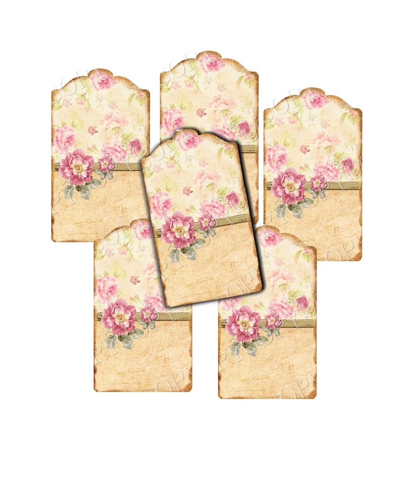 Rose Label Tags - Digital Download - Printable Digital Collage Sheet ...