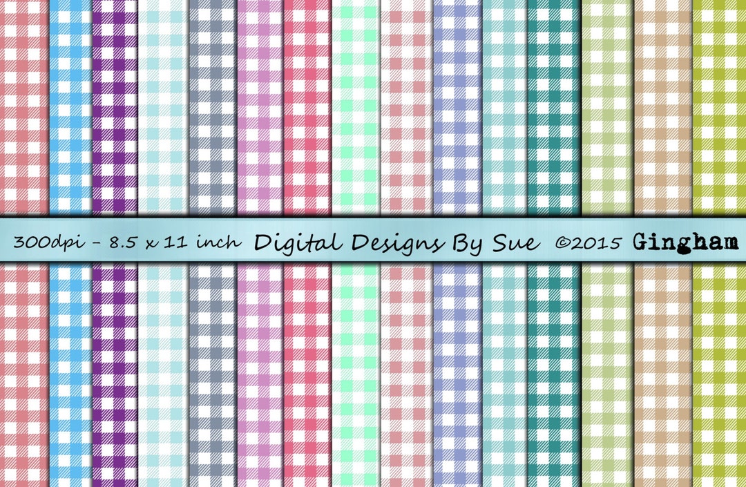 INSTANT DOWNLOAD 16 Sheets Gingham Paper Pack Digital - Etsy