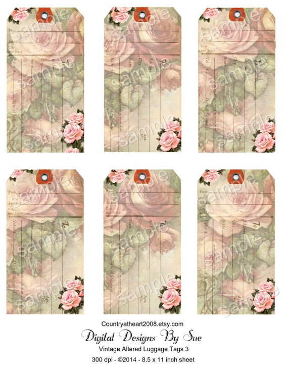 vintage luggage tags printable
