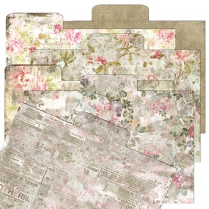 8 Printable Grandma's Cottage file folders  - Journaling Papers and Postcards -  Printable Collage Sheet - Digital Download paper pack