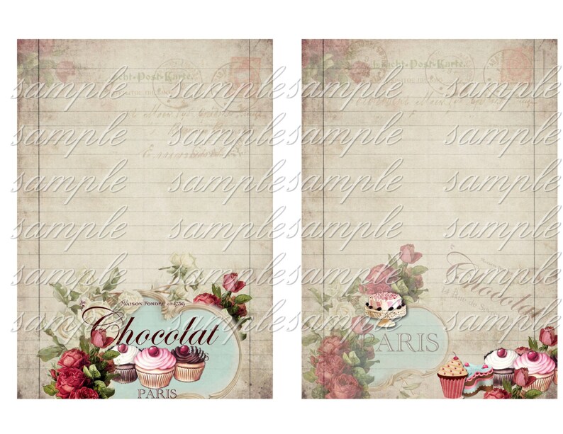 INSTANT DOWNLOAD 5 Sheets of Paper Sweet Treats Paper | Etsy