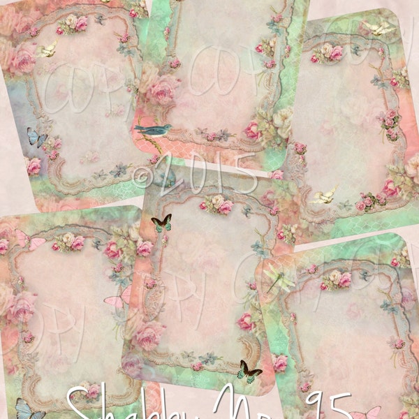 Instant Download  - Shabby No 95 - ACEO - Digital Download - Printable  Digital Collage Sheet