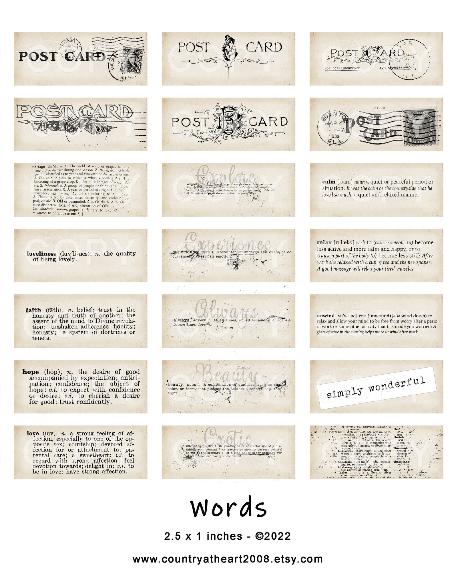 Words Definitions Printable Digital Art Scrapbook Elements Digital ...