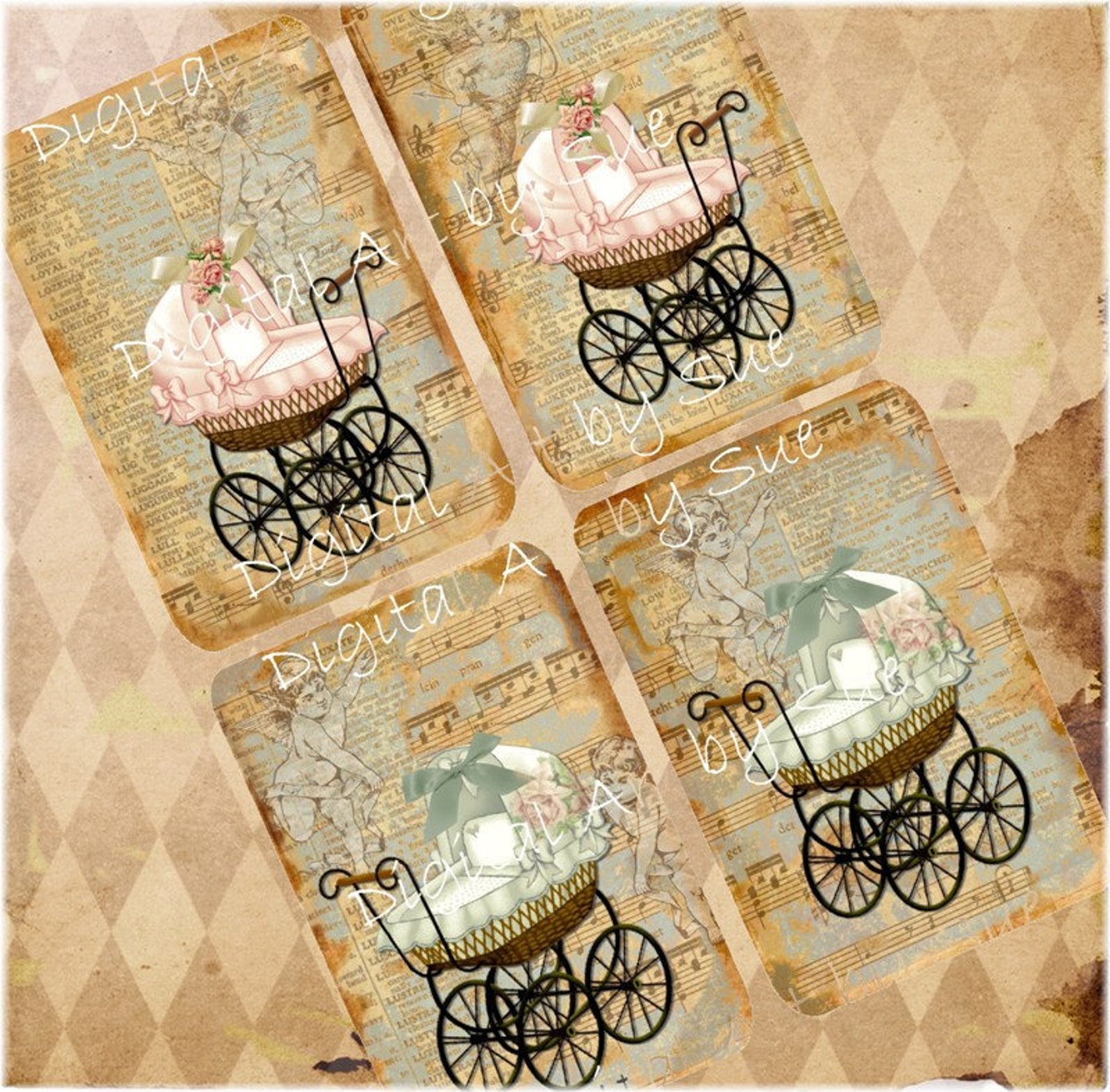 INSTANT DOWNLOAD Baby Carriage 3 X 5 Printable Digital | Etsy