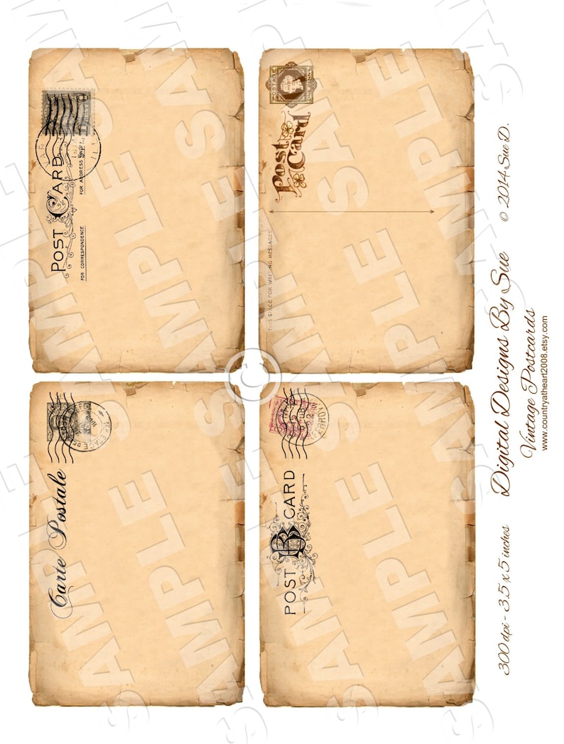 Instant Download Vintage Postcards DIY Printable Digital - Etsy