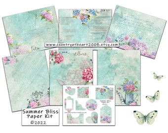 Summer Bliss Kit - 7 Printable Papers - Digital Download - Journal Paper