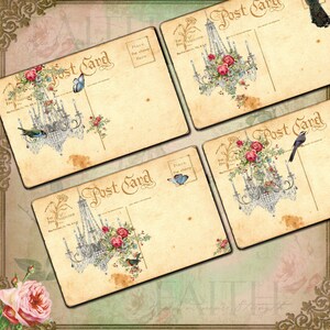 FRENCH postcards - 3 X 5  -  Printable  Sheet - Digital Download - Printable Download - Gift Tags - Scrapbook