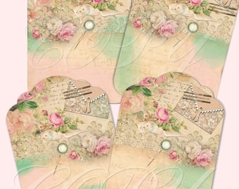 Shabby French - Hang Tags -   Digital Download - Printable  Digital Collage Sheet