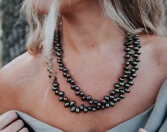 Green Pearl Wrap Necklace