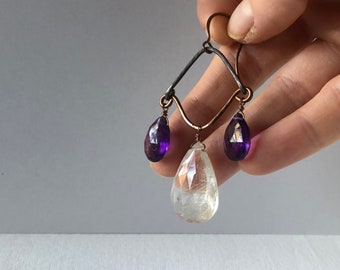 Amethyst & Quartz Chandelier Earrings