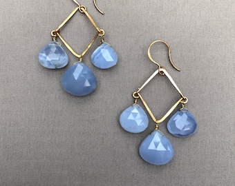 Blue Chalcedony Chandelier Earrings