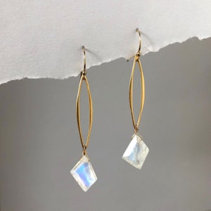 Moonstone Open Marquise Dangle Earrings