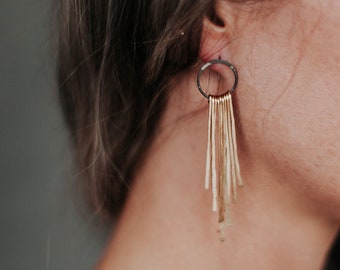 Long Messy Fringe Post Earrings