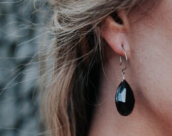 Large Onyx Teardrop Earrings