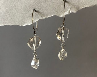 Herkimer Diamond Double Drop Earrings