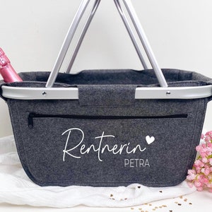 Rente Geschenk Frau, Ruhestand Korb Rentnerin, Abschiedsgeschenk Kollegin, Abschied Rente Kollegin, Renteneintritt, Pension Einkaufskorb