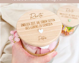 Rente Geschenk Frau, Abschiedsgeschenk Kollegen, Ruhestand Vorratsglas Rentnerin, Abschied Rente Kollegin, Pension Mann, Rentner Geschenk