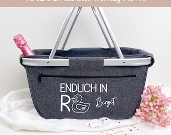Rente Geschenk Frau, Abschiedsgeschenk Kollegin Korb, Geschenk Ruhestand Einkaufskorb, Kollegen Abschied Rente, Renteneintritt, Pension