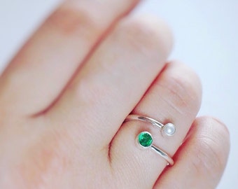 Dual Birthstone Ring, Personalized Gift, Personalized Jewelry, Mother Daughter Ring, graduation gift, Push Present Gift for New Mom