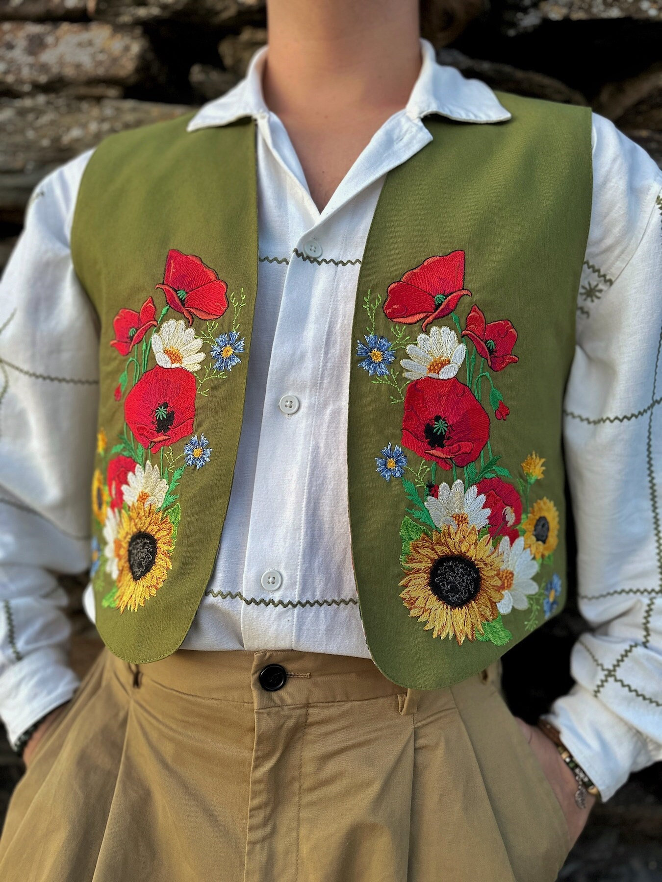 ◎ vintage flower embroidered knit vest Vintage Floral Knit Sweater Vest,vintage Embroidered Sweater
