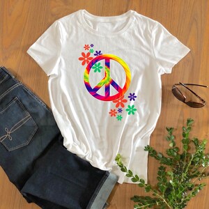 Peace, Flowers, T-Shisrt, Birthday Gift T-Shirt  Unisex Heavy Cotton Tee
