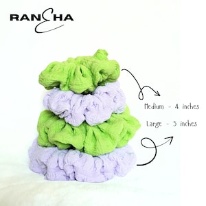 Hair scrunchies, Lavender & Lime Scrunchies, Soft Jersey Knit Hair Ties, Handmade scrunchies