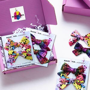 Floral Hair Bows - Set of 2 - Handmade Alligator Clips