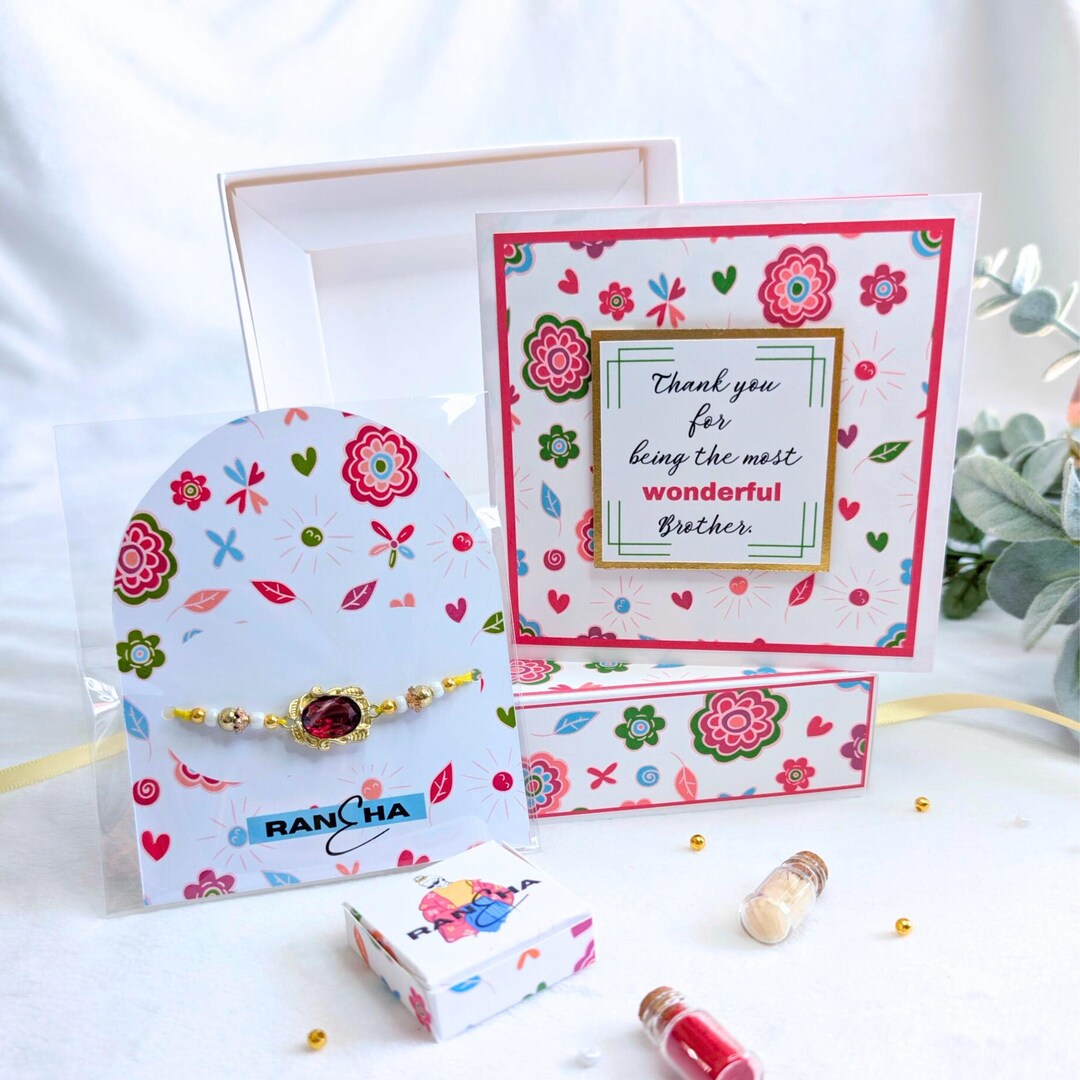 Note Rakhi Handmade Rakhi for Bhai | Traditional Rakhi With Gift Box & Custom Note ...