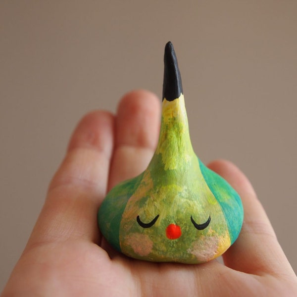 Figgy dollop, hand painted clay mini sculpture art doll