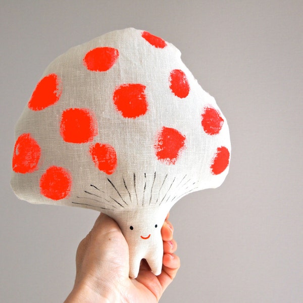 Toadstool, hand painted soft toy decorative wall art