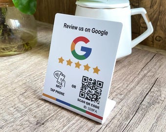 Soporte para código QR de reseñas de Google - Pantalla de reseñas táctiles NFC