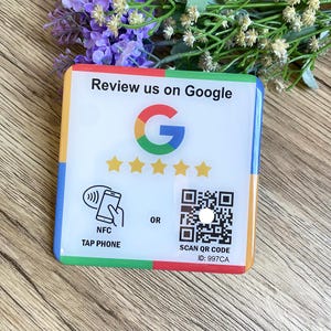 NFC Tap Review-tegenplaques, NFC-plaat kleverig, QR-codebord, zakelijke recensies, laat een recensie achter, boost je online recensies