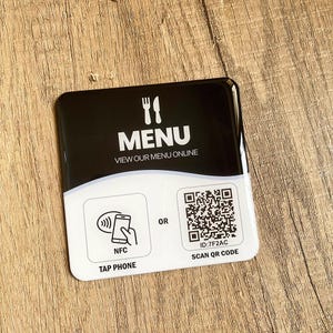 3,93 Zoll x 3,93 Zoll QR-Code NFC Menu Plate Digitaler Menüaufkleber Runder selbstklebender Anhänger, Tap to Order für Restaurant, Clubs, Café