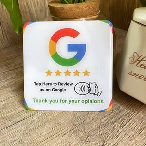 Get 5 star Review in seconds with Google Review Sticker Epoxy NFC Plate for Business One Tap Google Review Sign
