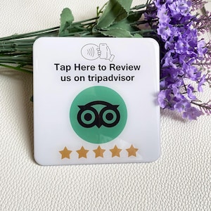 Targa NFC da 3,93" con recensione Tripadvisor per aziende One Tap Tripadvisor Review Firma recensioni istantanee a 5 stelle