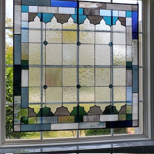 Stained Glass Hanging Panel - P-195 Elegance In Cold Colors