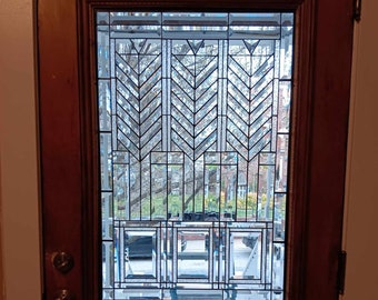 Stained Glass Door Window Clear Craftman Style D-85