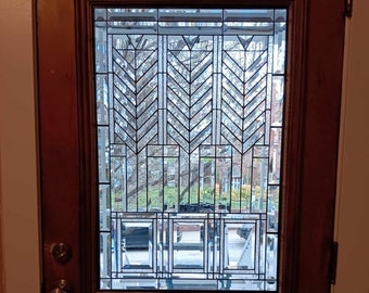 Stained Glass Door Window Clear Craftman Style D-85