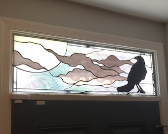 Stained Glass Transom Window - TW-254 The Raven