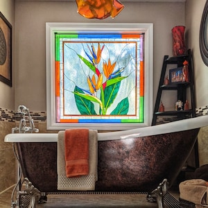 Stained Glass Window - W-412 Bird of Paradise / Bathroom
