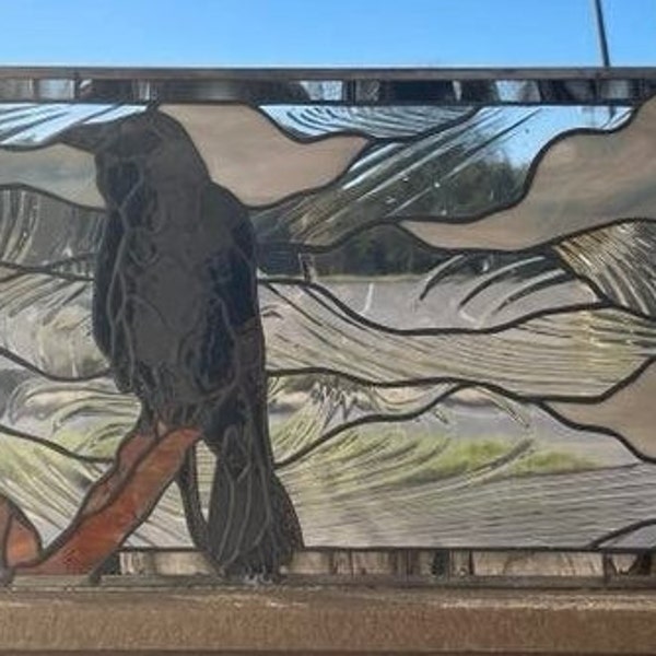 Stained Glass Raven Panel Etsy