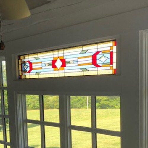 TW261 Golden Poppies stained Glass Transom Etsy