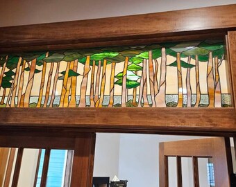 Stained Glass Transom Window - TW-347 Trees