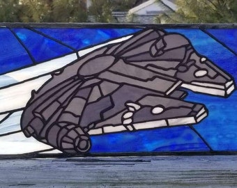 Stained Glass Hanging Panel - P-248 - Millennium Falcon Star Wars