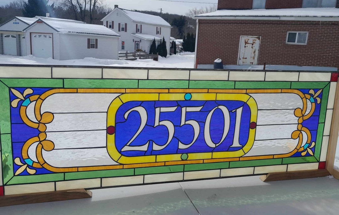 Stained Glass Address Marker - Art Nouveau Ribbons AM-251 - Etsy